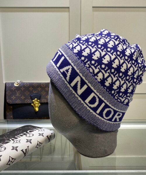 Dior Pompom Beanie In Blue