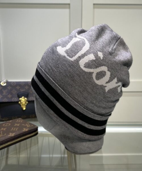 Dior Pompom Beanie In Grey