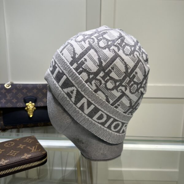 Dior Pompom Beanie In Grey