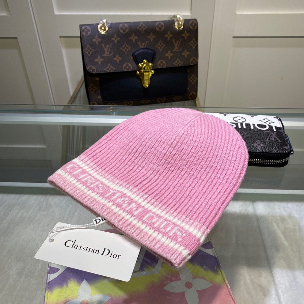 Dior Pompom Beanie In Pink - Image 4