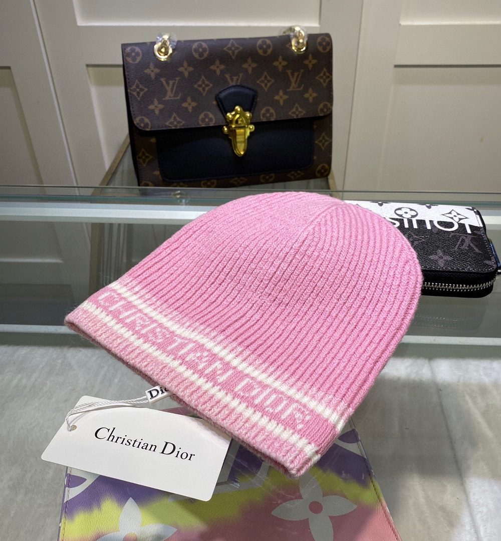 Dior Pompom Beanie In Pink