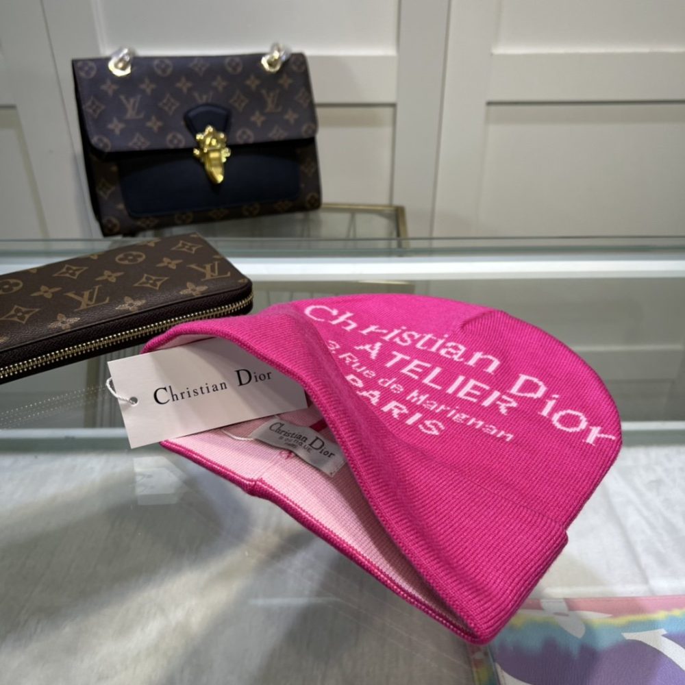 Dior Pompom Beanie In Pink - Image 4