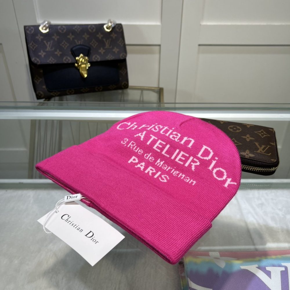 Dior Pompom Beanie In Pink - Image 3