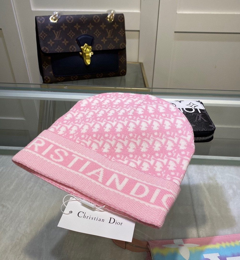 Dior Pompom Beanie In Pink