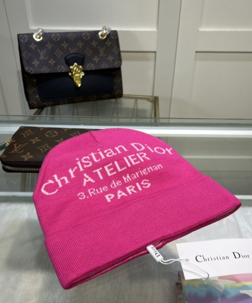 Dior Pompom Beanie In Pink