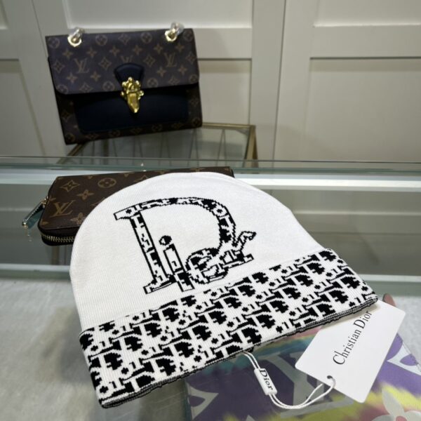 Dior Pompom Beanie In White