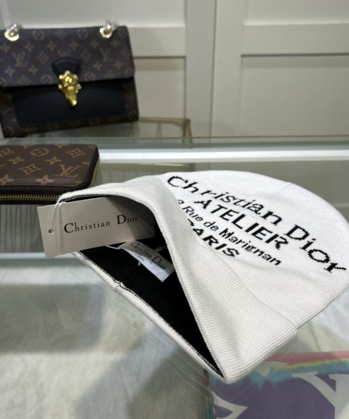 Dior Pompom Beanie In White