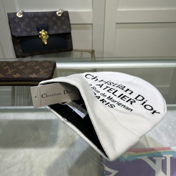Dior Pompom Beanie In White