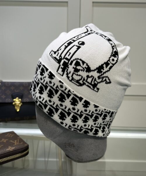 Dior Pompom Beanie In White
