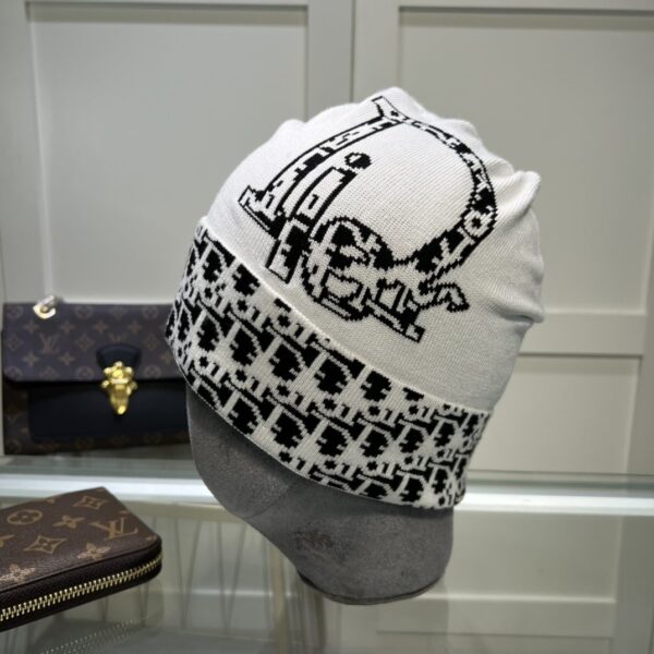 Dior Pompom Beanie In White