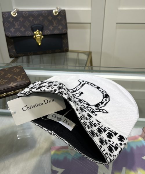 Dior Pompom Beanie In White