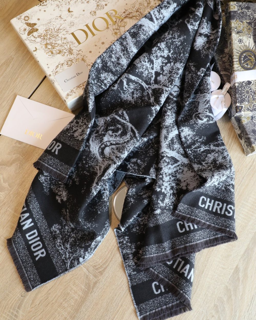 Dior Silk Square Dark Blue Scarf 150cm/71in 