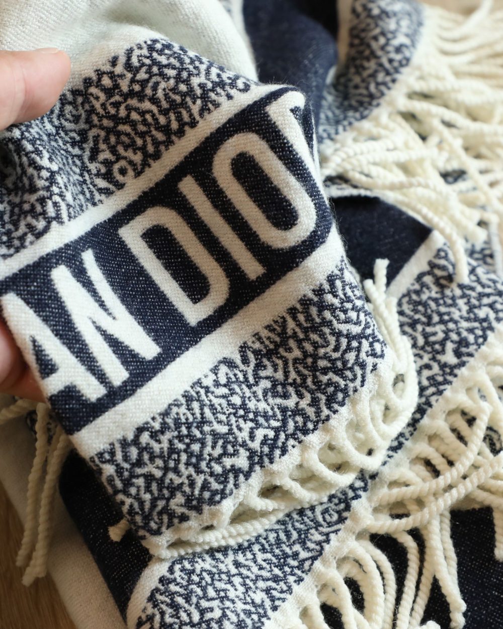 Dior Silk Square Ivory and Navy Blue Scarf 150cm/71in 