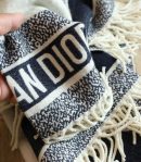 Dior Silk Square Ivory and Navy Blue Scarf 150cm/71in 