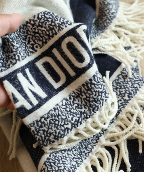 Dior Silk Square Ivory and Navy Blue Scarf 150cm/71in 