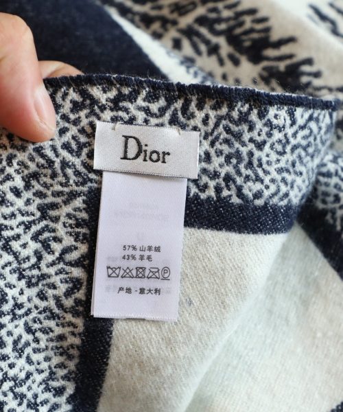 Dior Silk Square Ivory and Navy Blue Scarf 150cm/71in 
