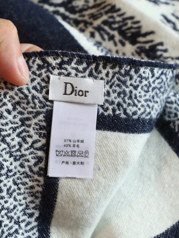 Dior Silk Square Ivory and Navy Blue Scarf 150cm/71in 