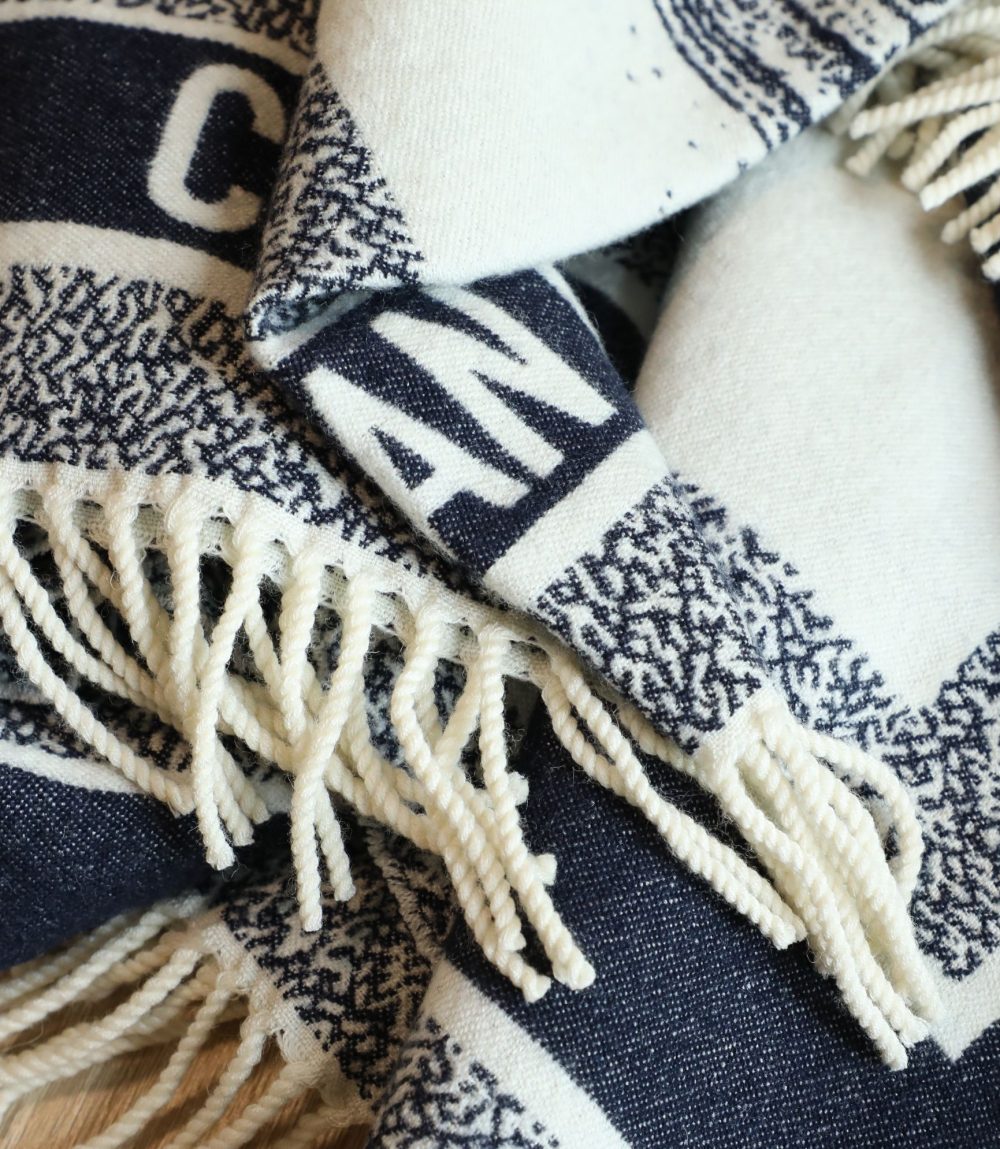Dior Silk Square Ivory and Navy Blue Scarf 150cm/71in  - Image 4