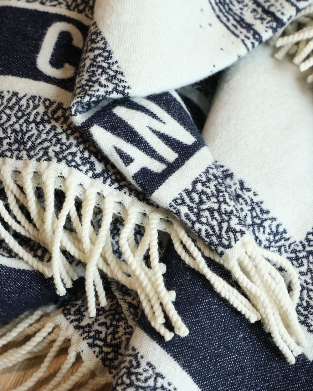 Dior Silk Square Ivory and Navy Blue Scarf 150cm/71in 