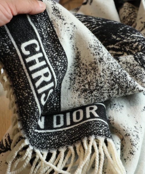 Dior Square Black and White Wool Scarf 150cm/59in 