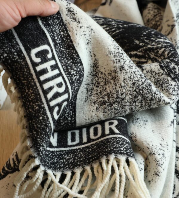 Dior Square Black and White Wool Scarf 150cm/59in