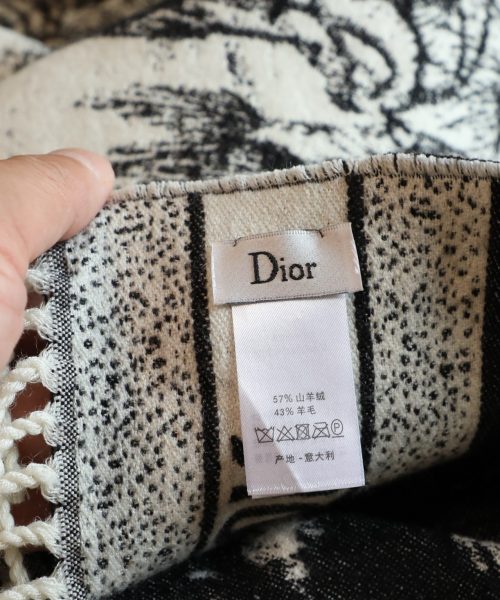 Dior Square Black and White Wool Scarf 150cm/59in 