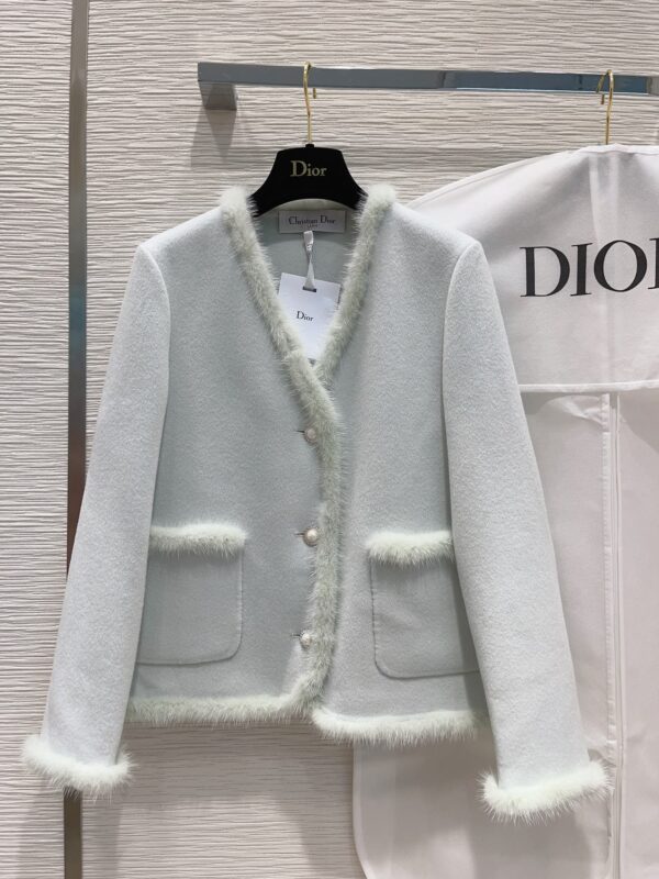 Dior Tassel Tweed Jacket Light Blue For Women
