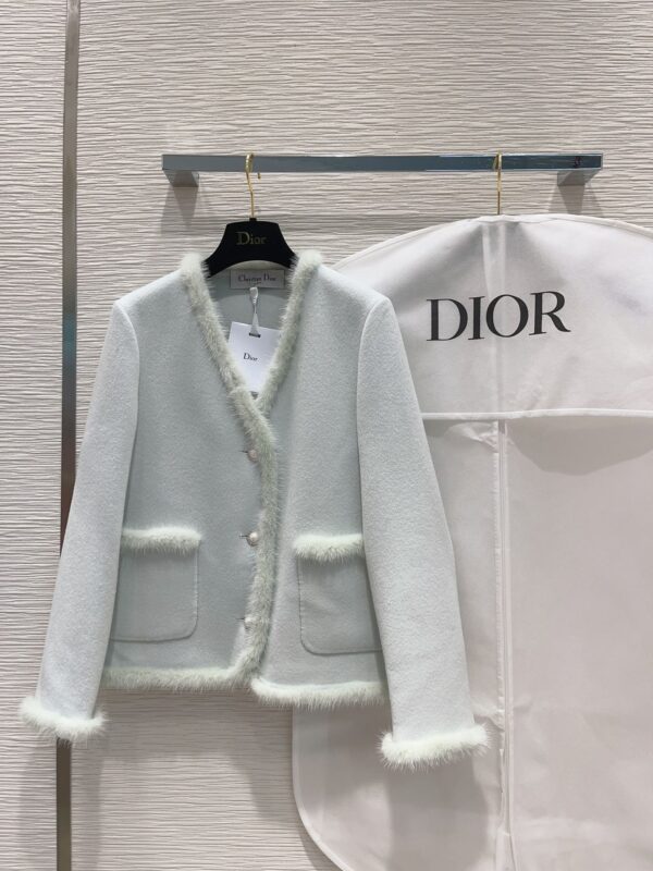 Dior Tassel Tweed Jacket Light Blue For Women