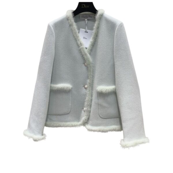 Dior Tassel Tweed Jacket Light Blue For Women