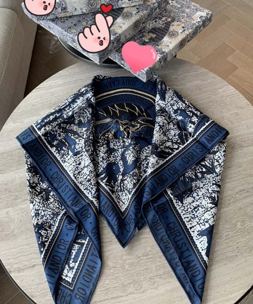 Dior Toile de Jouy Carnivora 90 Square Scarf Blue 35in/90cm 
