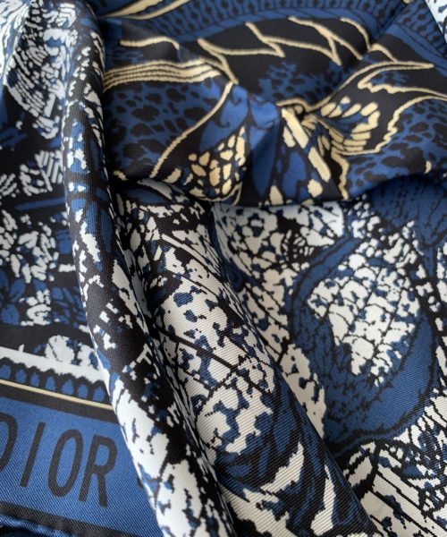 Dior Toile de Jouy Carnivora 90 Square Scarf Blue 35in/90cm 