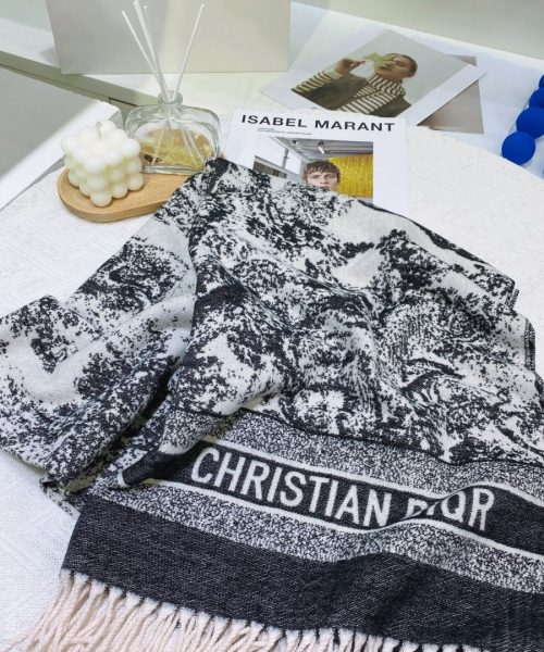 Dior Toile de Jouy Poncho Scarf Grey 71in/180cm 