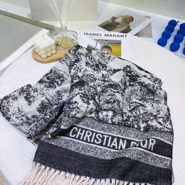 Dior Toile de Jouy Poncho Scarf Grey 71in/180cm