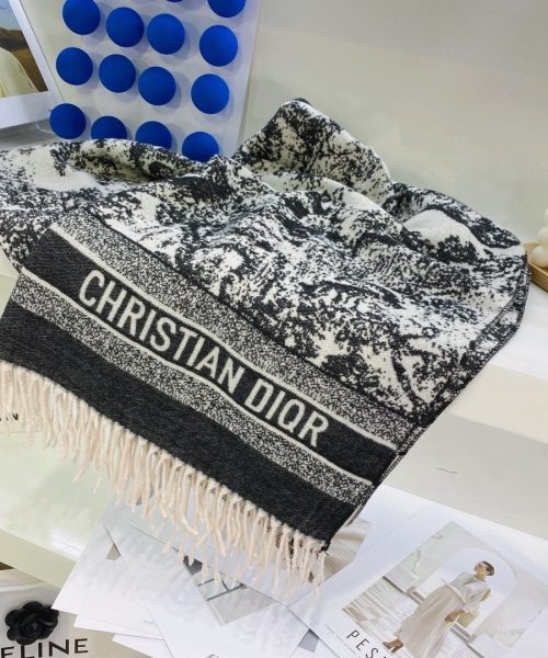 Dior Toile de Jouy Poncho Scarf Grey 71in/180cm 