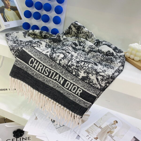Dior Toile de Jouy Poncho Scarf Grey 71in/180cm