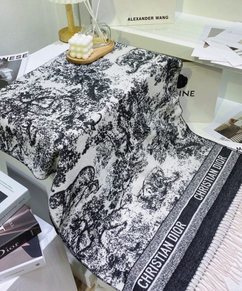 Dior Toile de Jouy Poncho Scarf Grey 71in/180cm 