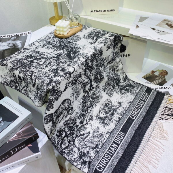 Dior Toile de Jouy Poncho Scarf Grey 71in/180cm