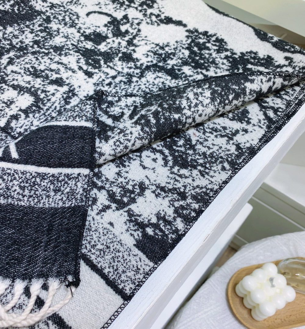 Dior Toile de Jouy Poncho Scarf Grey 71in/180cm 