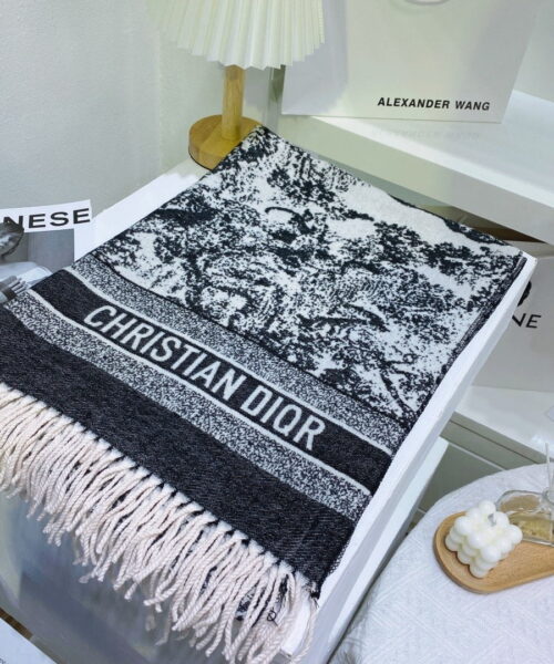 Dior Toile de Jouy Poncho Scarf Grey 71in/180cm