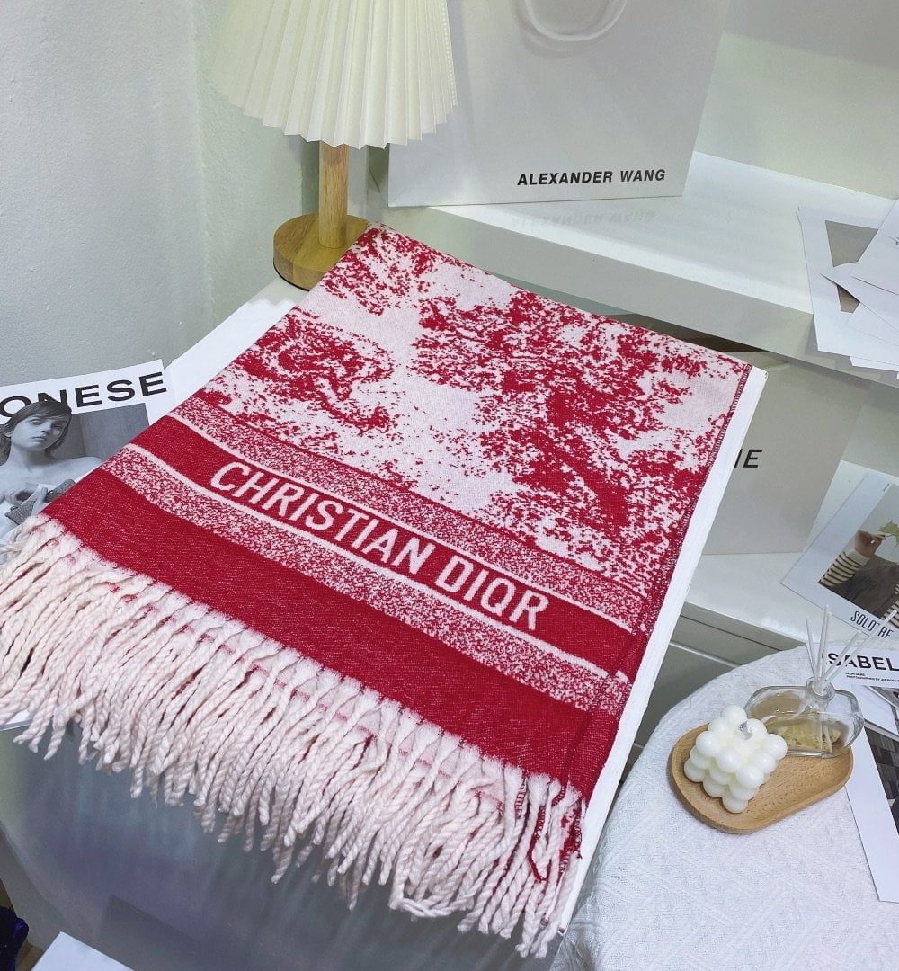 Dior Toile de Jouy Poncho Scarf Pink 71in/180cm 