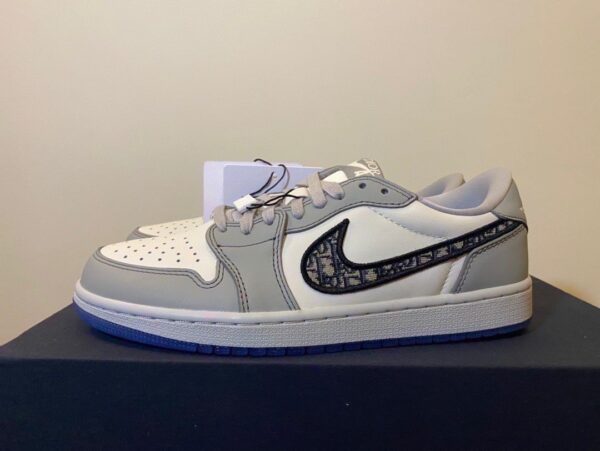 Dior x Air Jordan 1 Low-Top Grey and White Sneaker For Women, Women's Shoes