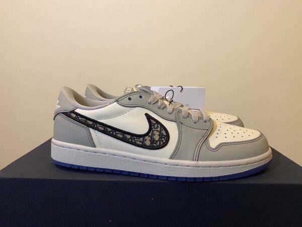 Dior x Air Jordan 1 Low-Top Grey and White Sneaker For Women, Women's Shoes