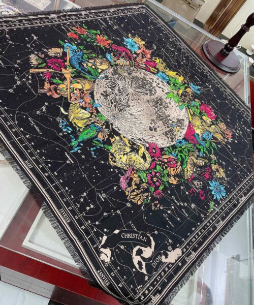 Dior Zodiac 90 Square Black Silk Twill Scarf 110cm/43in 115ZOD090I607_C900 
