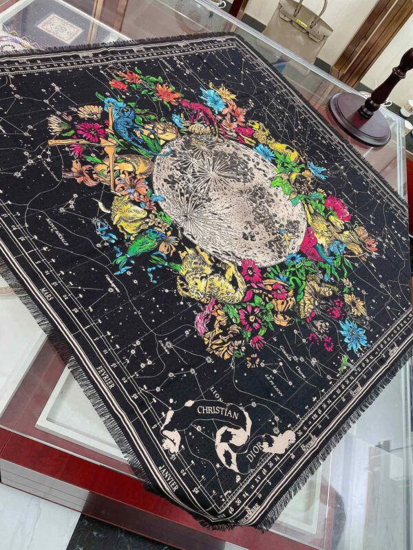 Dior Zodiac 90 Square Black Silk Twill Scarf 110cm/43in 115ZOD090I607_C900 
