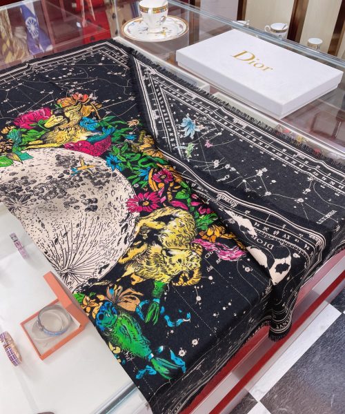 Dior Zodiac 90 Square Black Silk Twill Scarf 110cm/43in 115ZOD090I607_C900 