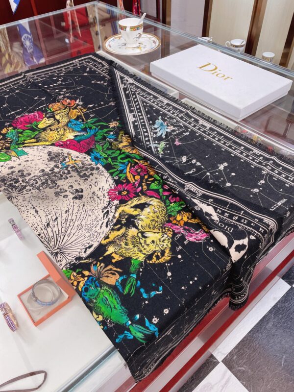 Dior Zodiac 90 Square Black Silk Twill Scarf 110cm/43in 115ZOD090I607_C900 
