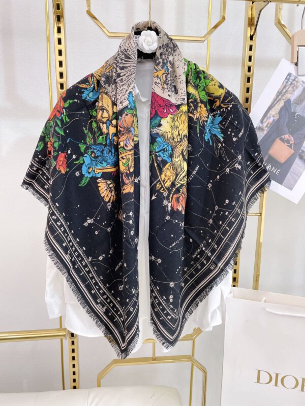 Dior Zodiac 90 Square Black Silk Twill Scarf 110cm/43in 115ZOD090I607_C900 