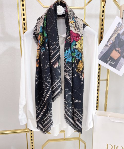Dior Zodiac 90 Square Black Silk Twill Scarf 110cm/43in 115ZOD090I607_C900 