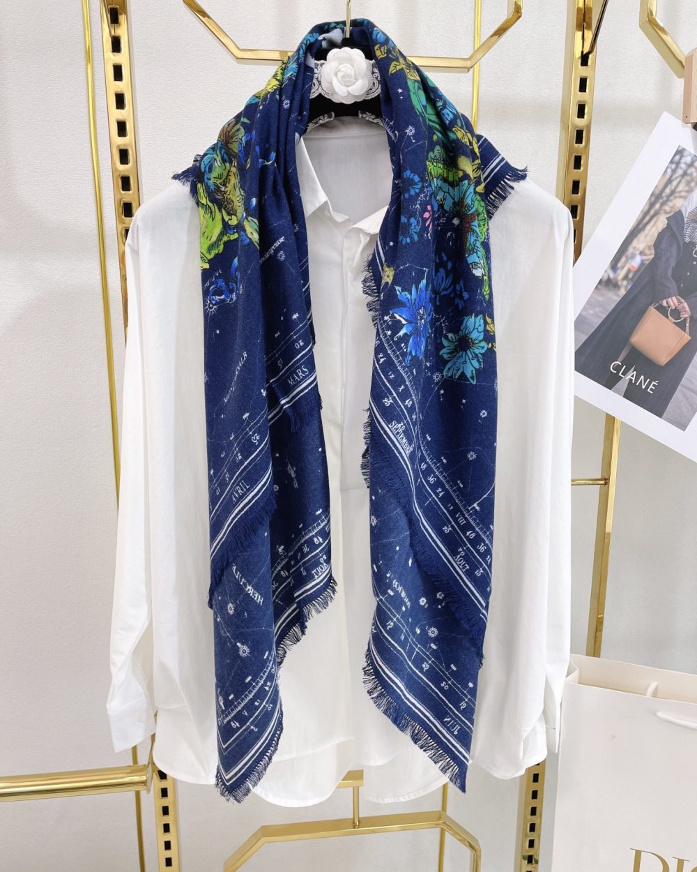 Dior Zodiac 90 Square Navy Blue Silk Twill Scarf 110cm/43in 15ZOD090I607_C540 