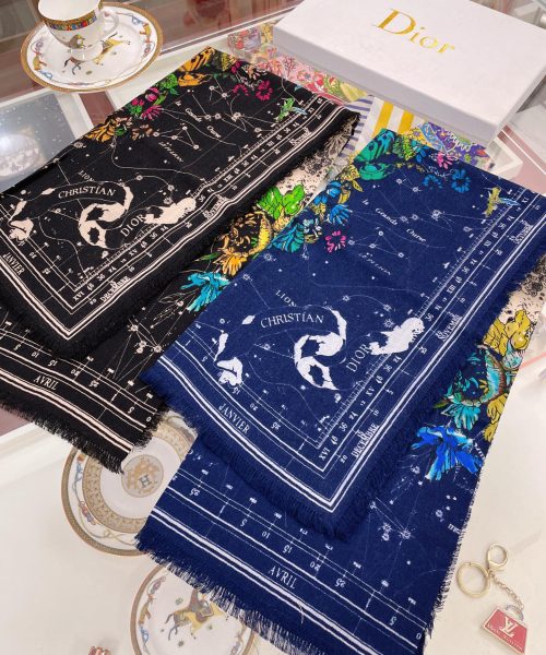 Dior Zodiac 90 Square Navy Blue Silk Twill Scarf 110cm/43in 15ZOD090I607_C540 